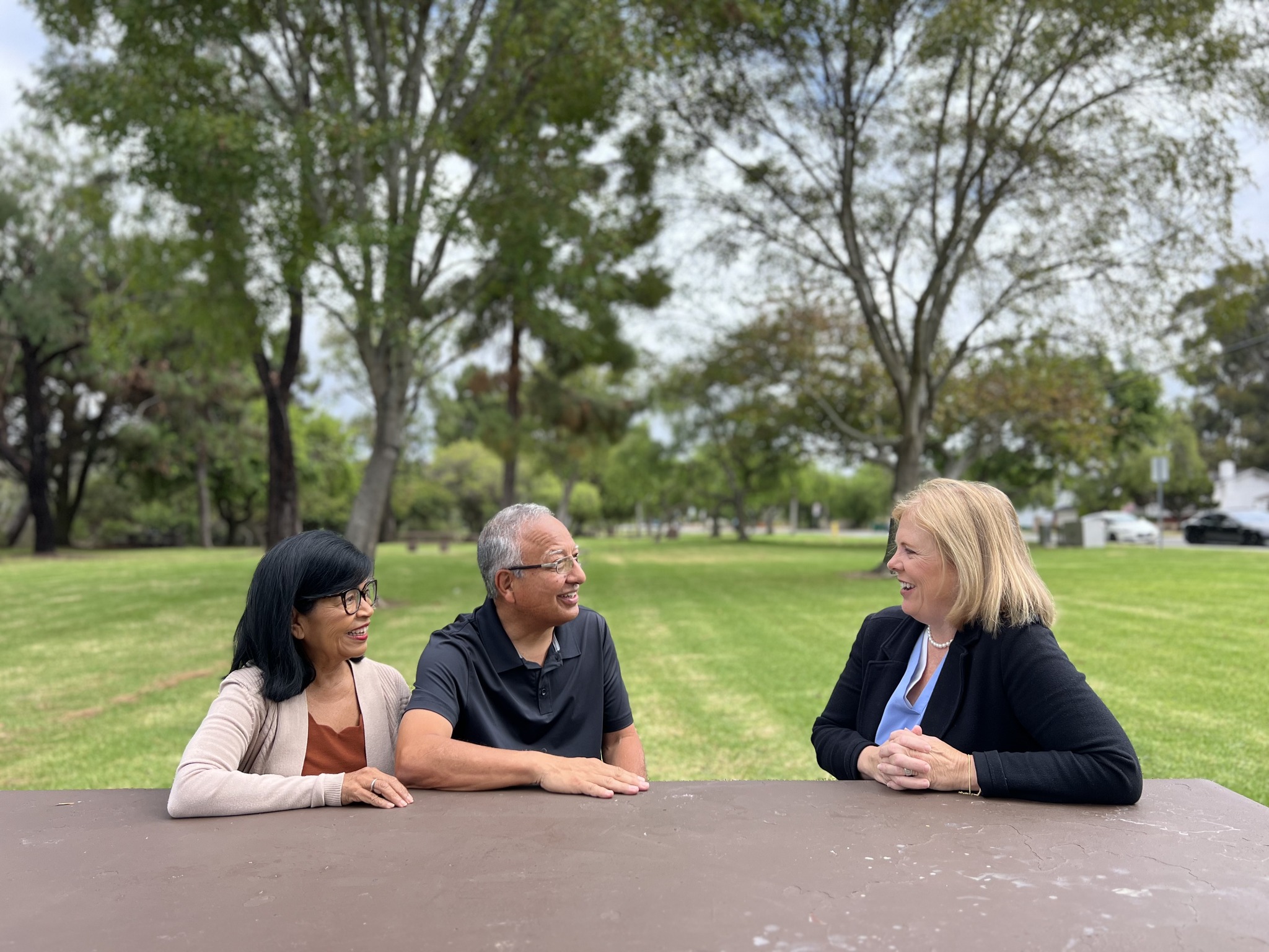 Laura talking with families